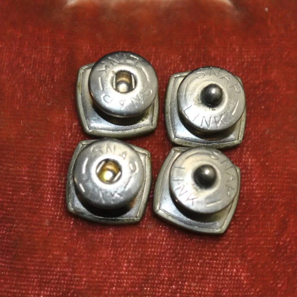 Vintage 1930's Art Deco Black Celluloid Snap-Link Cufflinks